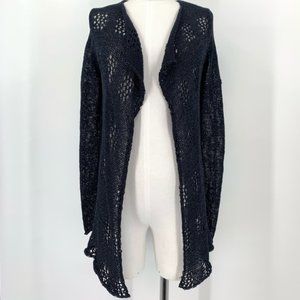 Lucky Brand Navy Blue Open Crochet Knit Cardigan
